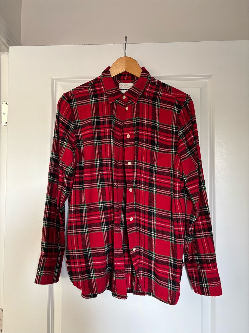 J. Crew Red and Black Plaid Flannel Button-Down Shirt